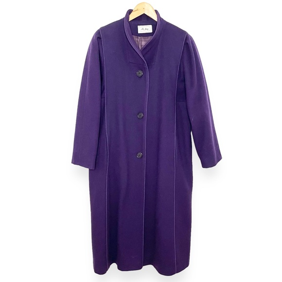 Purple Wool Vintage Button Down Long Jacket - Picture 2 of 9